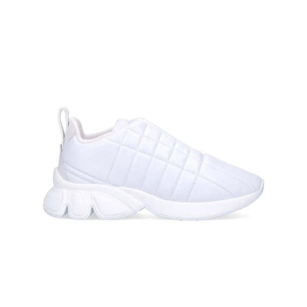 BURBERRY‎ White Women's QuiltedCheck Leather Low Top Sneakers 37.5 US 7.5